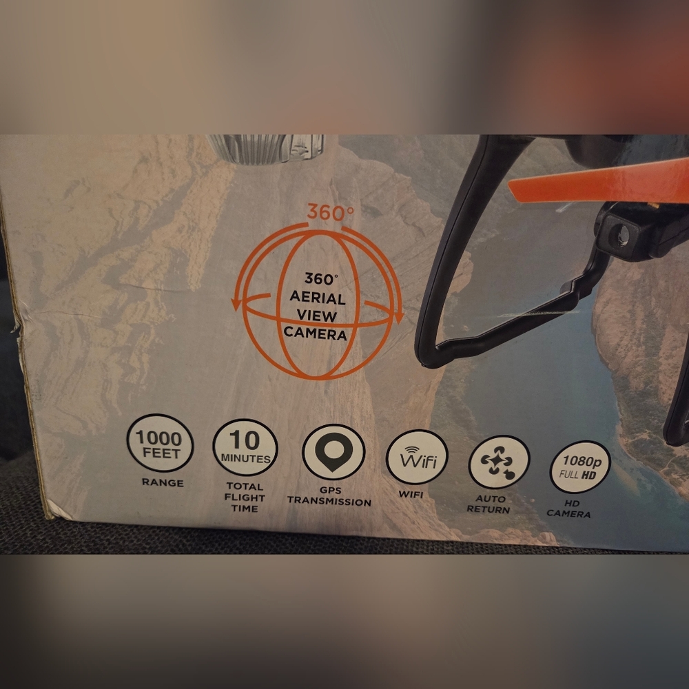 360° Aerial View Camera Drone with Orange Accents